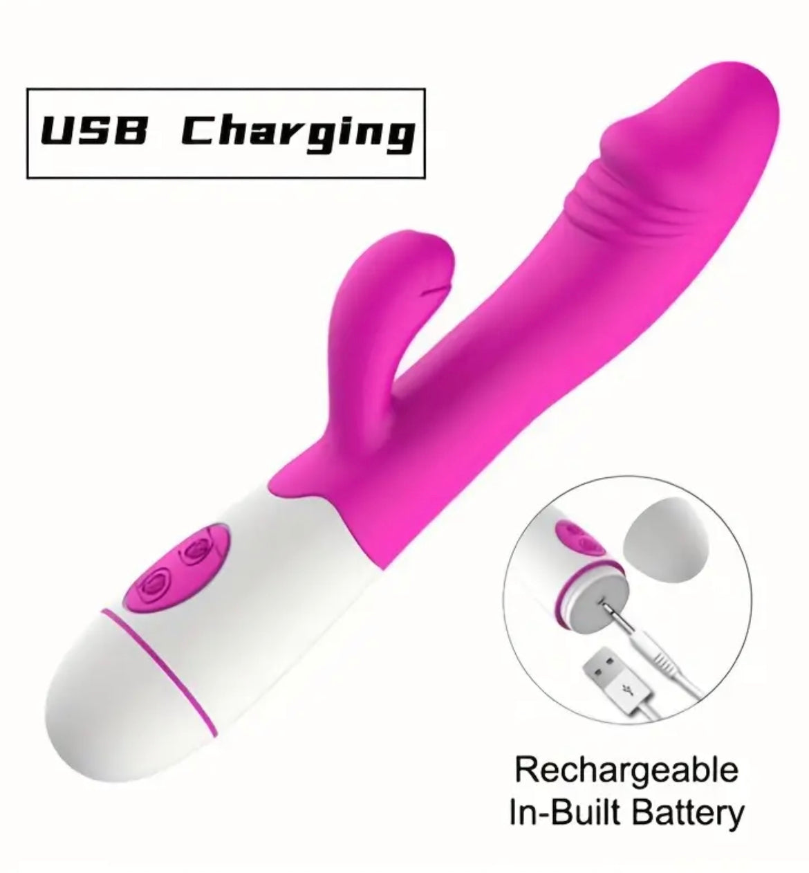 Rabbit 30 Frequency USB Charging Double-headed Vibration Massage Stick