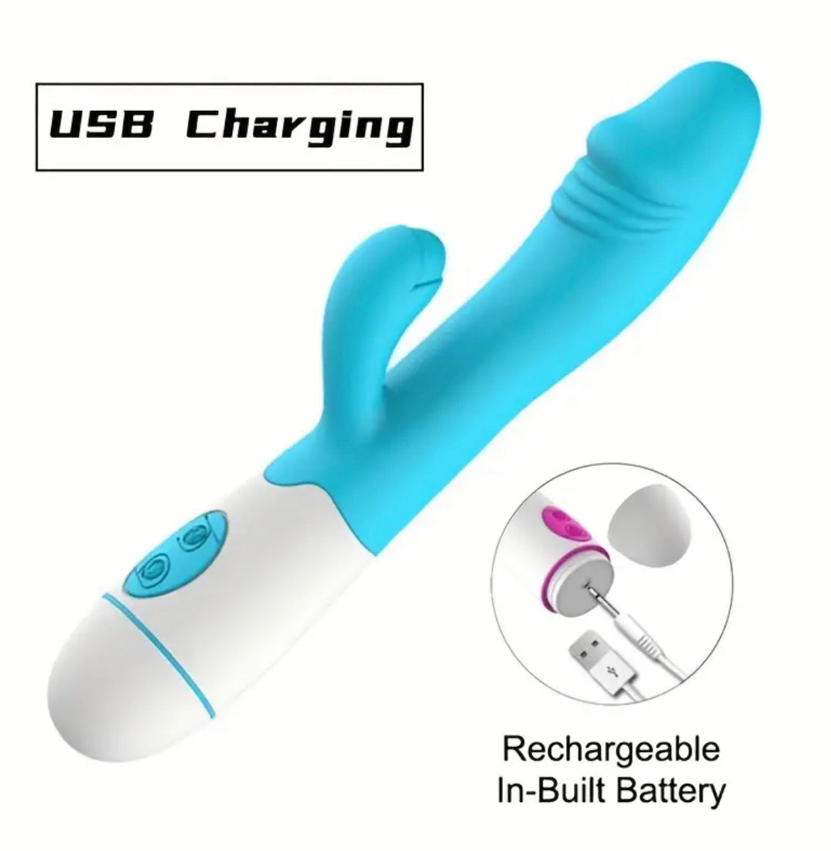 Rabbit 30 Frequency USB Charging Double-headed Vibration Massage Stick