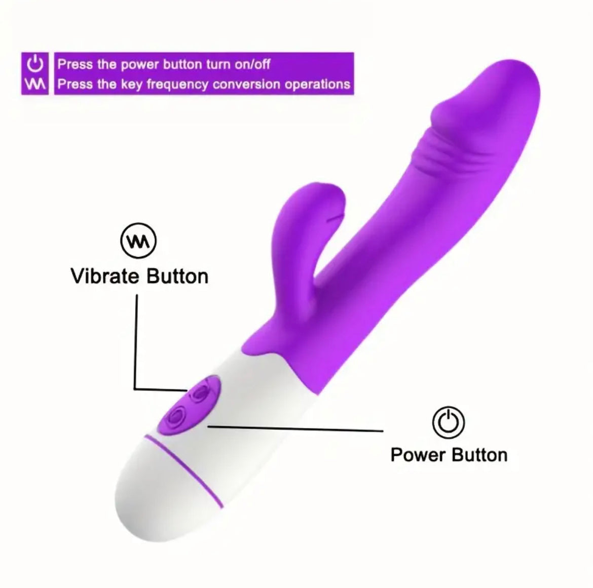 Rabbit 30 Frequency USB Charging Double-headed Vibration Massage Stick