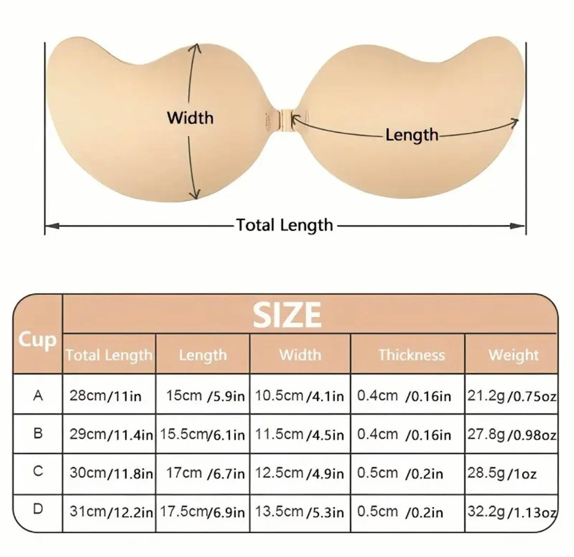 Self Adhesive Strapless Mango Shaped Bra