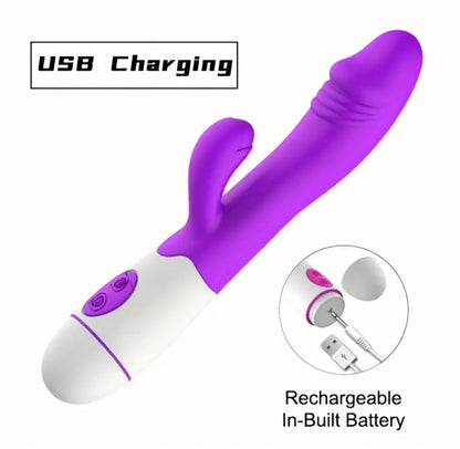 Rabbit 30 Frequency USB Charging Double-headed Vibration Massage Stick