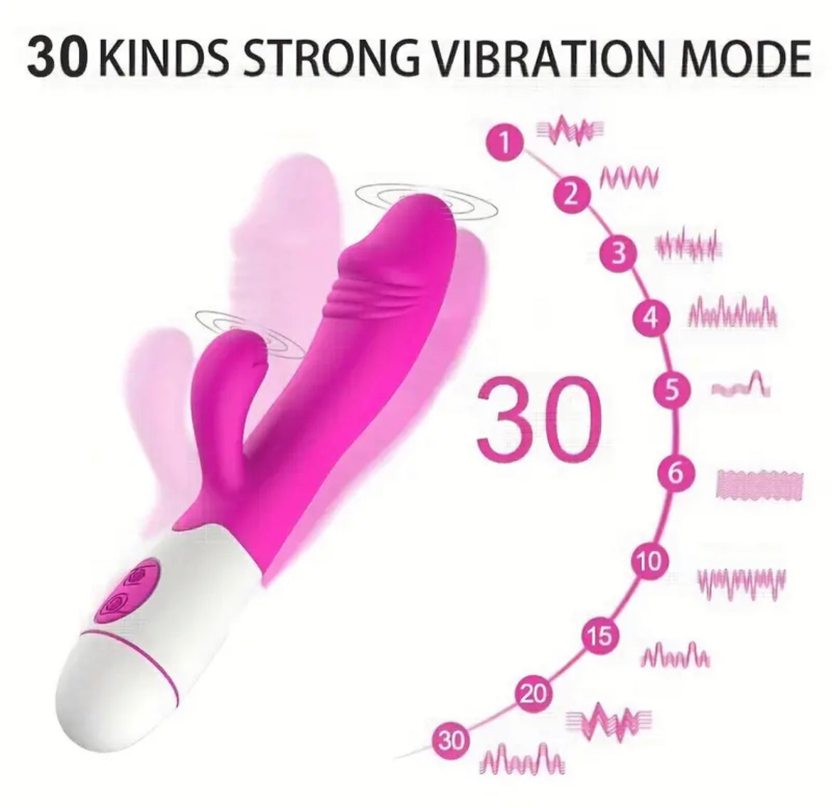 Rabbit 30 Frequency USB Charging Double-headed Vibration Massage Stick