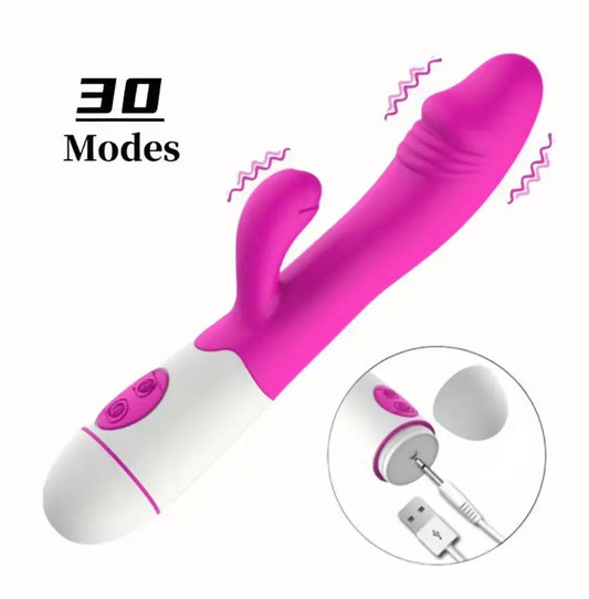 Rabbit 30 Frequency USB Charging Double-headed Vibration Massage Stick